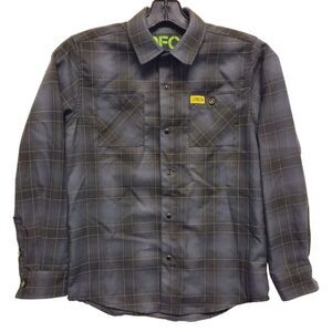 DIXXON Flannel Shirt DFC Youth Medium Blue Windowpane Plaid Pearl Snap Casual